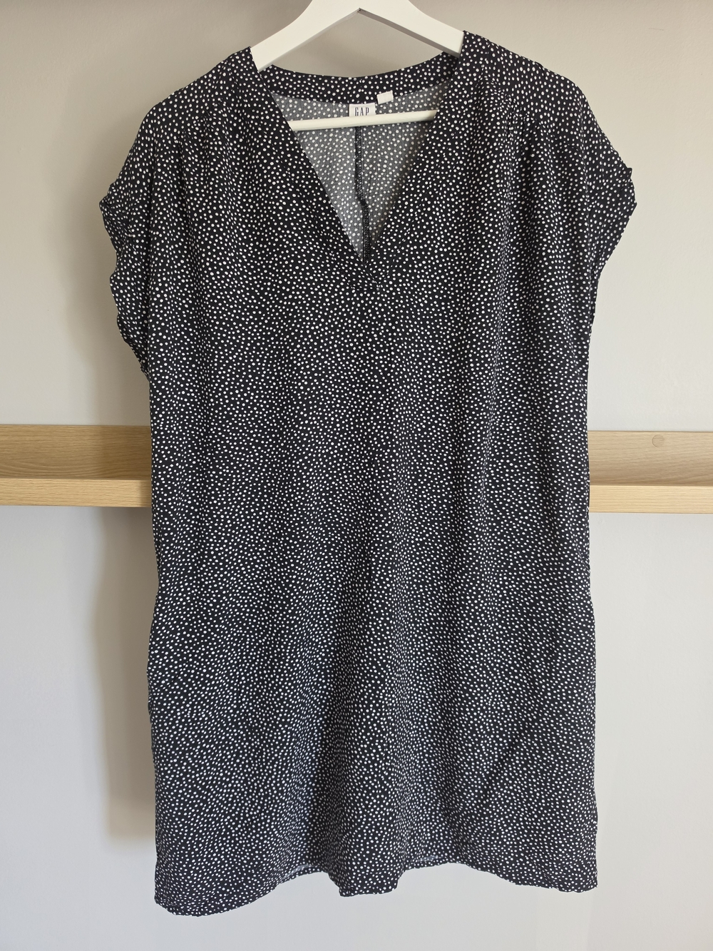 GAP Black Mini Dress with White Micro Dot Print